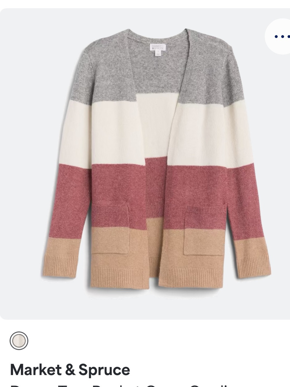 Market & Spruce Colorblock Open-Front Cardigan in Gray, Cream, Mauve, Tan